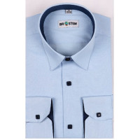 Сорочка детская приталенная длинный рукав размерный ряд 29/116-36/158-164 цвет голубой Brostem арт.1LD212+2d** на кнопках