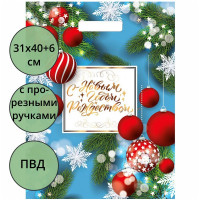 Пакет ПВД прорезная ручка 31*40+6 60мкм НГ Шарики и фонарики