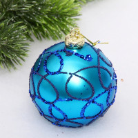 Шар пластик 08см "Сияющие нити" цв.сапфир арт.201-3251