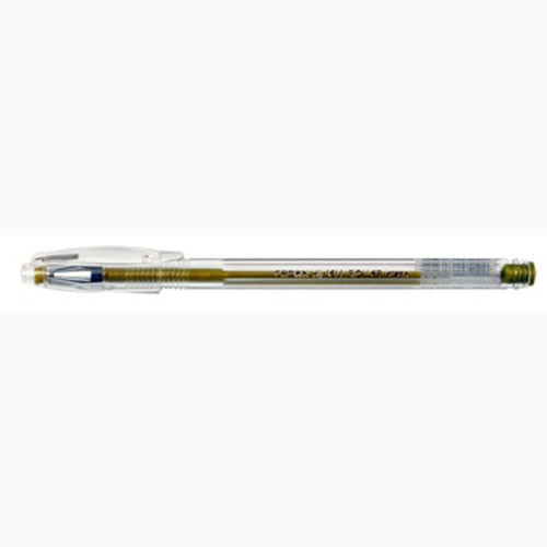Ручка гелевая  прозрачный корпус  Crown 0,5мм золото металлик