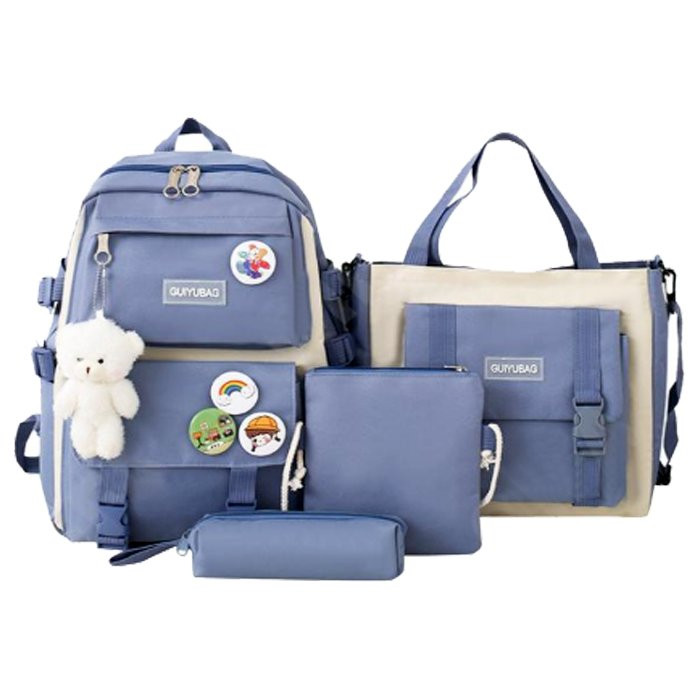 Рюкзак для девочек (SUGE)+сумка+косметичка+пенал синий арт.CC444_SG402-2 41х29х13см