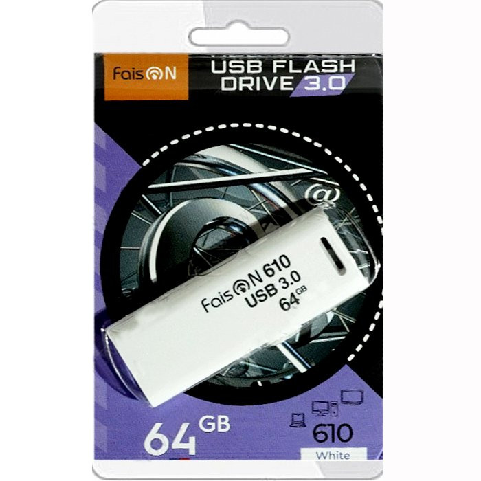 Флеш диск 64GB USB 3.0 FaisON 610 пластик белый