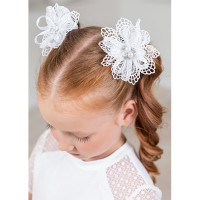 Бант для волос белый Басинея 9см