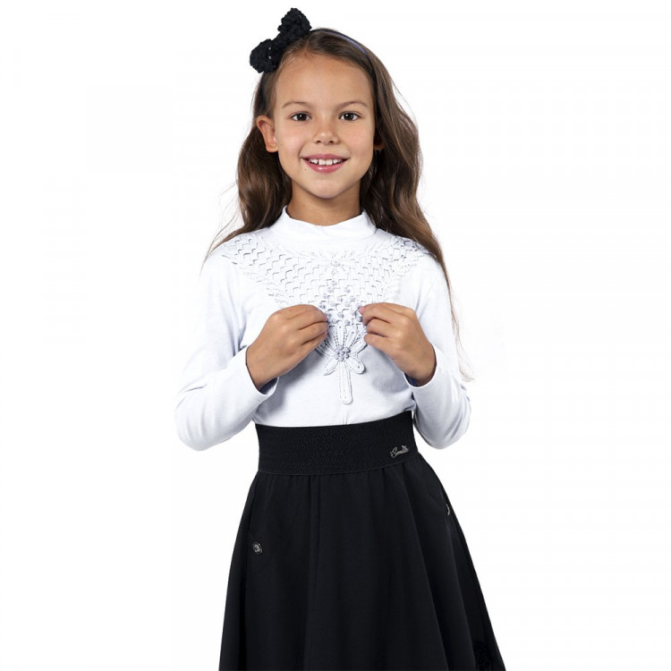 Джемпер для девочки трикотажный (MODERNFECI) длинный рукав цвет белый арт.082D-39 размерный ряд 30/122-38/146