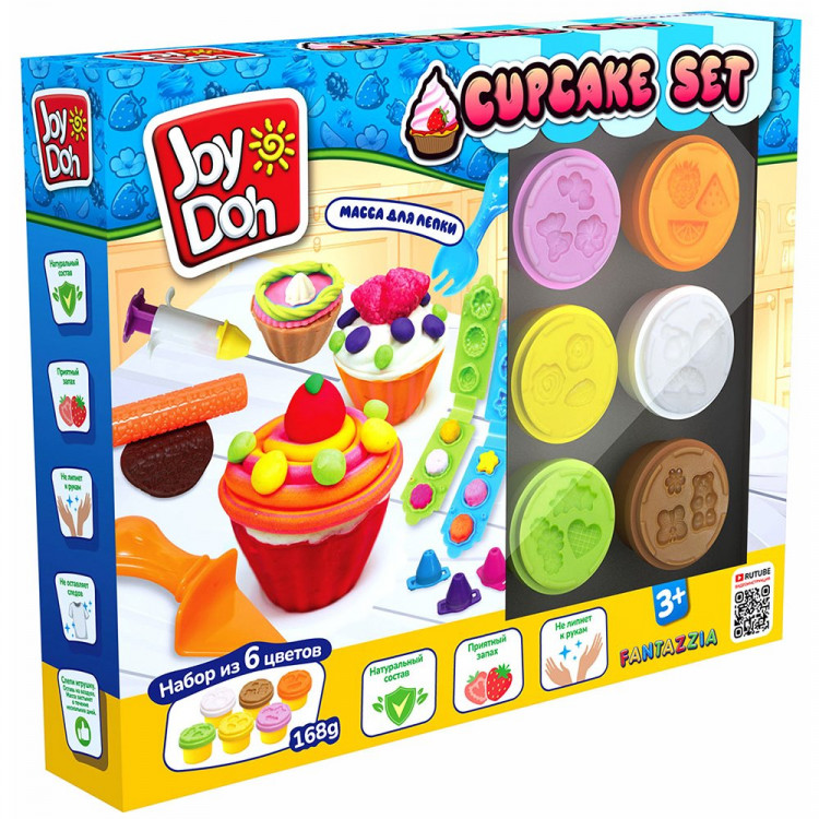 Набор для творчества из теста (Joy Doh) Любимые пирожные 6 цветов по 28 грамм 18 аксессуаров арт.KEKS-168 pot