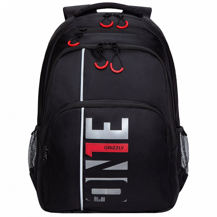 Рюкзак для мальчиков (Grizzly) арт RU-330-5/2 черный-красный 32х45х23 см