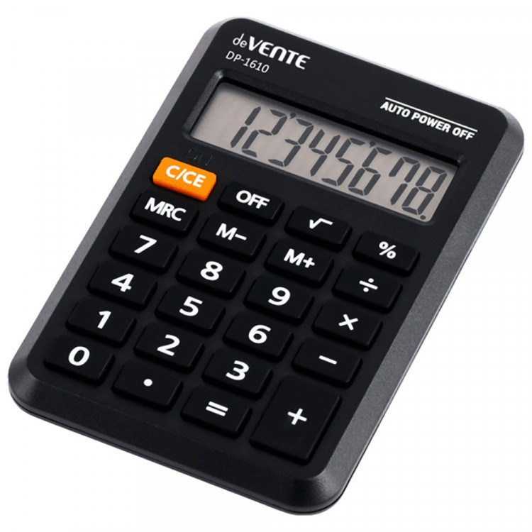 Калькулятор карманный 10разрядов deVENTE 64*98*12 черный (DP-1610) (Ст.1)