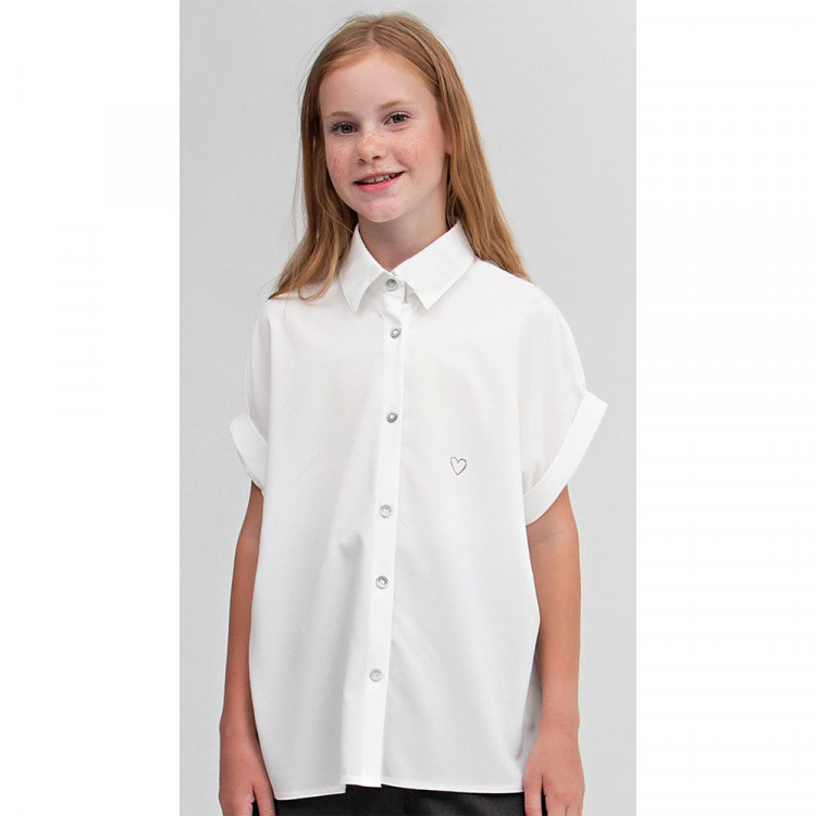 Блузка для девочки (MULTIBREND) короткий рукав цвет белый арт.1237-1