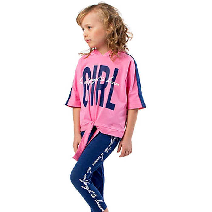 Комплект для  девочки  артикул SML 5012 размер 30/116-34/134 (кроп-топ+бриджи) цвет ярко-розовый