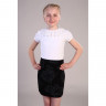 Джемпер для девочки трикотажный (Ликру) короткий рукав цвет белый арт.7000 размер 134