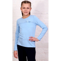 Джемпер для девочки трикотажный (Ликру) длинный рукав цвет голубой арт.0217 Непоседа размерный ряд 32/128-42/164