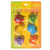 Свечи д/торта фигурные 06шт/наб. "Морские жители" арт.6025267