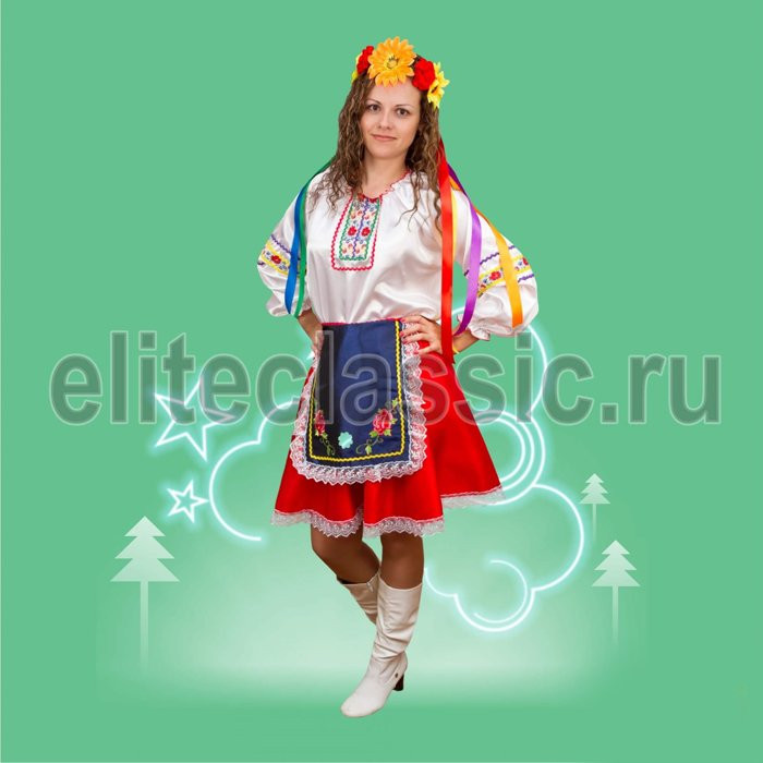 Костюм взрослый Украинка (венок,фартук,блузка,юбка)