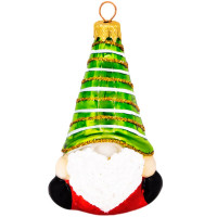Украшение декоративное стекло 9,5см "Веселый бородач 2" красный-зеленым п/у арт.ФУ-598/2
