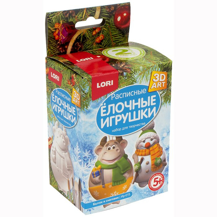 Набор для творчества Роспись ёлочных игрушек Бычок и снеговик (LORI) арт.Ир-015
