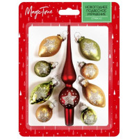 Украшение декоративное стекло 09шт/набор "Украшение на елку" арт.86639