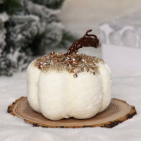 Игрушка декор. "Бархат Тыква блестящая" 10см цв.белый арт.183-0531