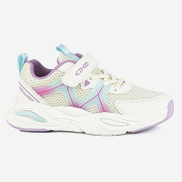 Кроссовки для девочки (Kapika) белый/сиреневый  верх-  искусственная кожа/текстиль  подкладка-текстиль размерный ряд 32-36 артикул 73946-1