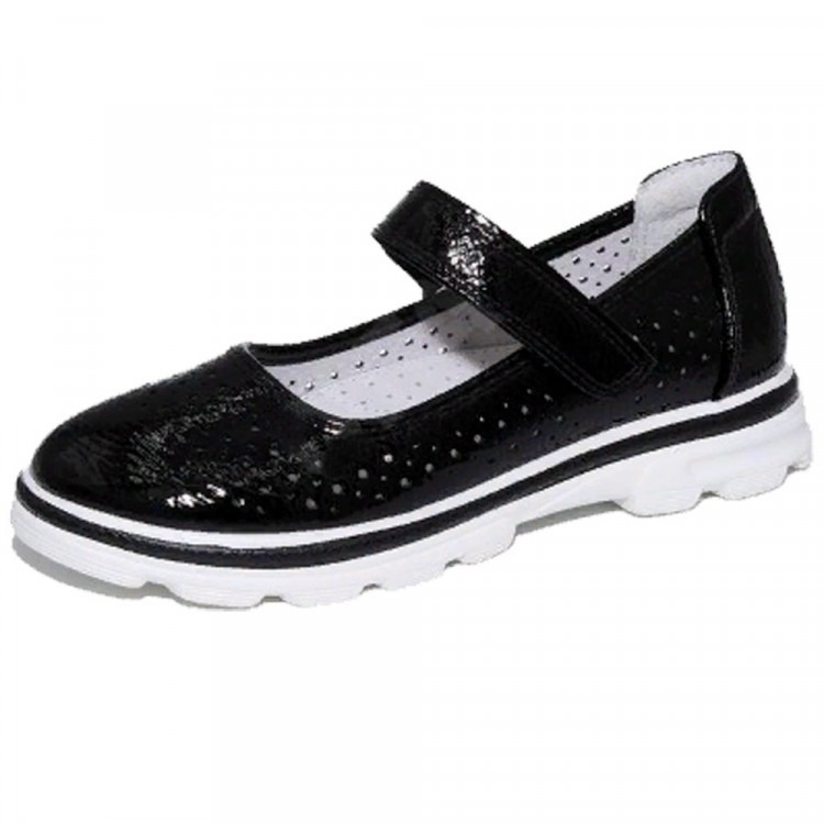 Туфли для девочки (Капитошка) черный верх-искусственная кожа подкладка-натуральная кожа размерный ряд 32-36 арт.RR272_C15079