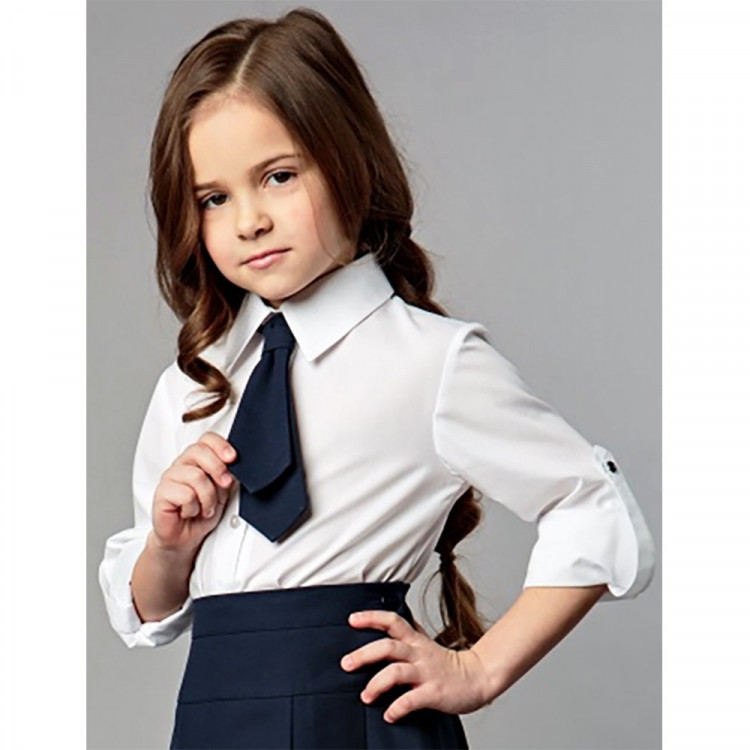 Блузка для девочки (Топтышка) длинный рукав цвет белый арт.5098 размерный ряд 34/134-42/158