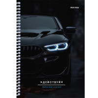 Записная книжка А5 мягкая обложка на гребне 80 листов (Prof-Press) Черный автомобиль глянцевая ламинация арт.80-3770