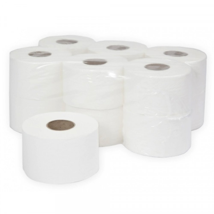 Бумага туалетная 1-сл втулка  200м рулон серая вторич. Терес мини (Ст.12)