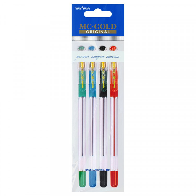 Набор ручек шариковых 4 цвета  MunHwa MC Gold d=0.5 мм арт.BMC-02BBRG/4op