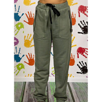 Брюки спортивные для девочки арт.22154а размер 32/128-42/164 трикотажные цвет хаки