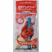 Перчатки хозяйственные латексные Komfi БИКОЛОР СВЕРХПРОЧНЫЕ  бело-красный размер L