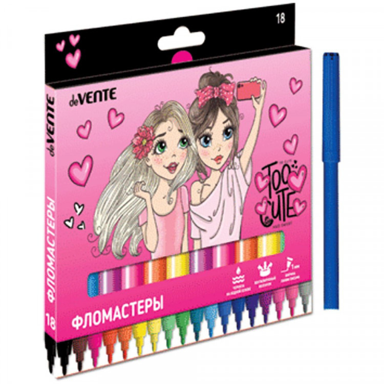 Фломастеры (deVENTE) Too Cute Girl 18 цветов картонная коробка арт.5082323