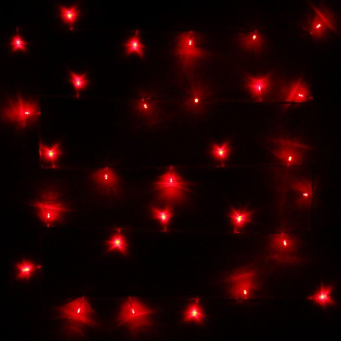Гирлянда электрическая для дома точечная 24м 300LED цвет красный (светлый провод) 8режимов арт.128-006