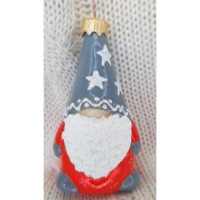 Украшение декоративное стекло 10см "Веселый бородач 3" серый-красный арт.Ф599/2