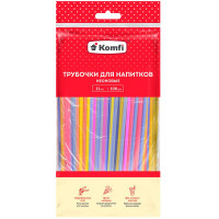 Трубочки неоновые гофрированные, длина 210мм Komfi  (Ст.100)