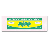 Пакеты для мусора 30л 30штук в рулоне ПНД черные 12 микрон Зайцы