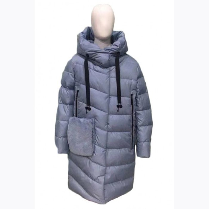 Куртка зимняя удлиненная для девочки (Purosporo) арт.PG19-651 цвет голубой