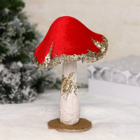 Игрушка декор. "Бархат Грибочек сказочный" 18,5см цв.красный арт.183-0524