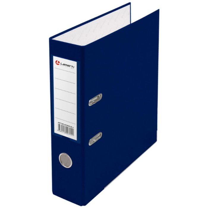 Папка-регистратор 80мм ПВХ с 1 сторонней обтяжкой, металлический уголок, синяя