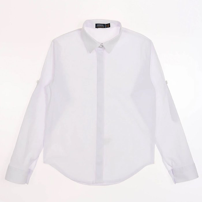 Блузка для девочки (ARMA JUNIOR) длинный рукав цвет белый арт.2900 размерный ряд 36/140-44/164