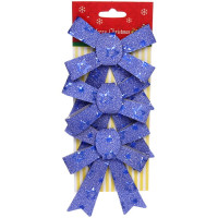 Украшение декоративное "Бант" 03шт/наб. 08*11см синий арт.185-0312