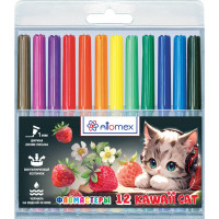 Фломастеры (Attomex) Kawaii 12 цветов вентилируемый колпачок, пластиковый блистер арт.5081536