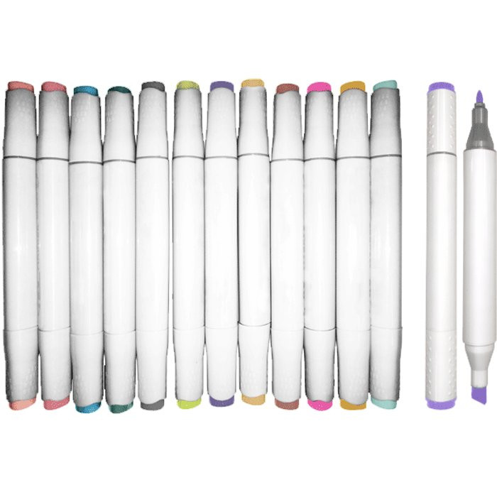 Маркеры для скетчинга двусторонние (deVENTE) Emotion 12цветов пастельные цвета пластиковая упаковка арт 5044108