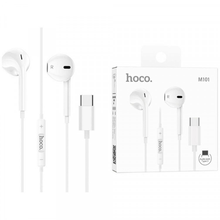 Наушники вакуумные проводные HOCO M101 Crystal joy цв.белый