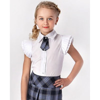 Блузка для девочки (Топтышка) короткий рукав цвет белый арт.5040 размерный ряд 34/134-42/158