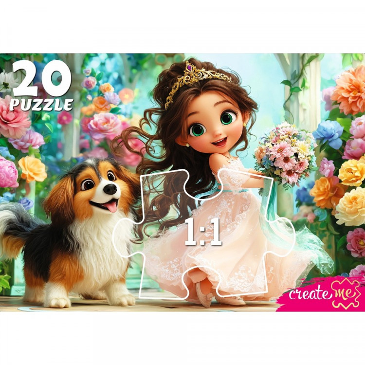 Пазлы МАКСИ 20 элементов Принцесса с собачкой (РК) арт.УК20-2388