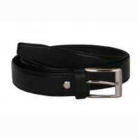 Ремень детский натуральная кожа цвет черный полудутый (90-110см) арт.Л.30