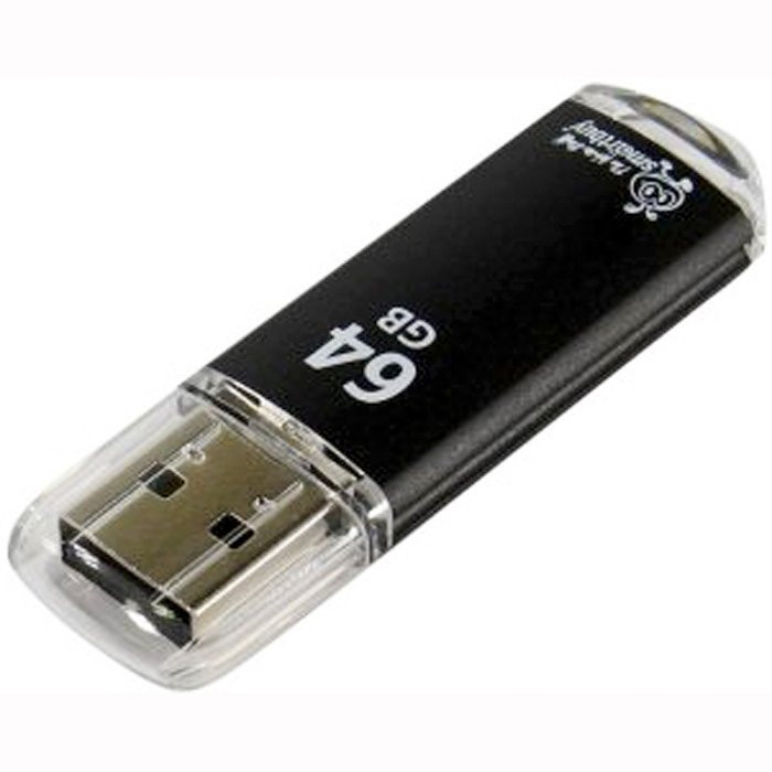Флеш диск 64GB USB 2.0 SmartBuy V-Cut черный