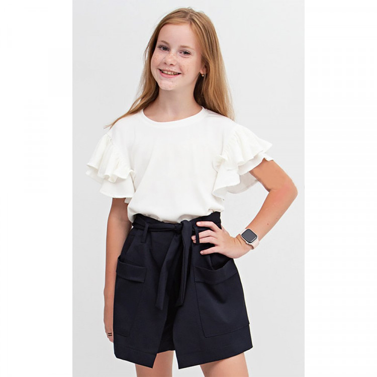 Блузка для девочки (MULTIBREND) короткий рукав цвет белый арт.0460