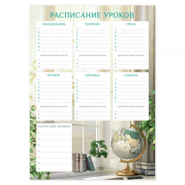 Расписание уроков А3 (Феникс) Глобус арт.68843