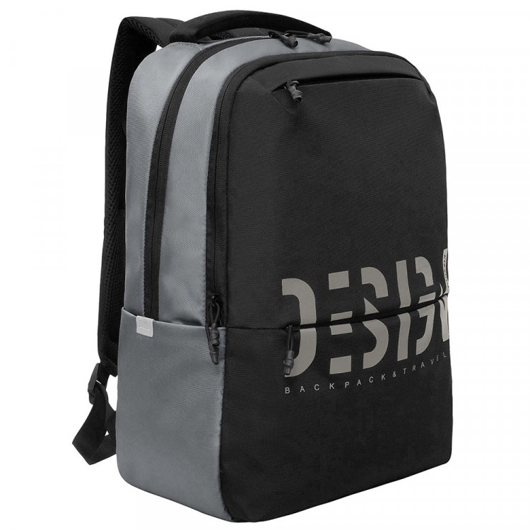 Рюкзак для мальчиков (Grizzly) арт RU-337-3/4 черный-серый 29х43х15 см