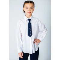 Блузка для девочки (Делорас) длинный рукав цвет белый +галстук 1331 артикул 63792С размерный ряд 34/134-44/164